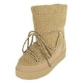 thumbnail image 1 of Top Moda Women Shoes Rain Snow Winter boots Warm Sherpa Faux Fur Insoles Suede Ankle Bootie Side Zipper Lace Up Margot-36 Beige Taupe Tan 8.5, 1 of 5