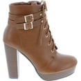 thumbnail image 1 of Top Moda Women's Cici-1 High Heel Lace Up Ankle Boots Platform Booties with Studs, 1 of 7
