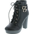 thumbnail image 1 of Top Moda Women's Cici-1 High Heel Lace Up Ankle Boots Platform Booties with Studs, 1 of 7