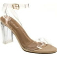thumbnail image 1 of Top Moda Women's Lucite Clear Strappy Block Chunky High Heel Open Peep Toe Sandal, 1 of 2