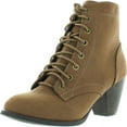 thumbnail image 1 of Top Moda Women's Scan-4 Cuban Heel Mid-Height Lace Up Ankle Boot, 1 of 4