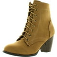 thumbnail image 1 of Top Moda Women's Scan-4 Cuban Heel Mid-Height Lace Up Ankle Boot, 1 of 4