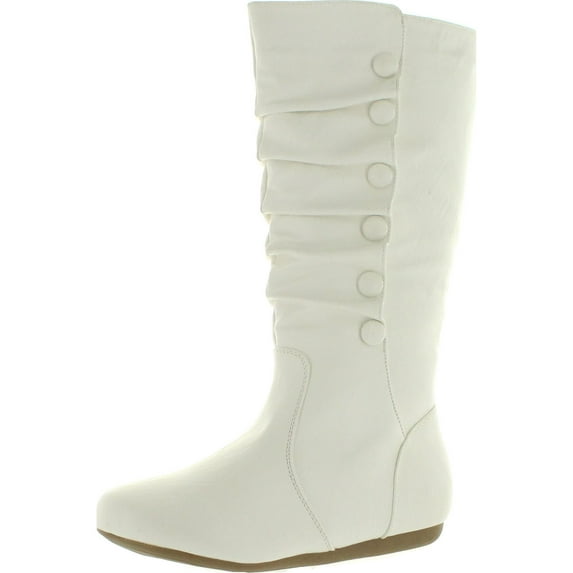 Top Moda Womens Bank-78 Mid Calf Round Toe Stiching Flat Boots