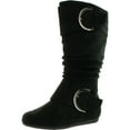 thumbnail image 1 of Top Moda Womens Bank-81 Mid Calf Round Toe Buckle Slouched Flat Boots, 1 of 4