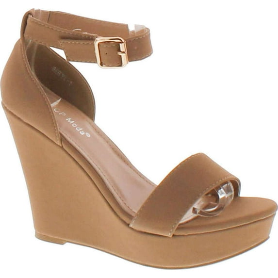 Top Moda Womens Beryl-1 Platform Wedge Fashion Sandals with Ankle Strap