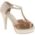 thumbnail image 1 of Top Moda Womens Caviar-1 Bridal Formal Evening Party Ankle Strap High Heel Peep Toe Glitter Sandal, 1 of 4