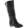 thumbnail image 1 of Top Moda Womens Coco-20 Knee High Round Toe Buckle Slouched Riding Flat Boots, 1 of 4