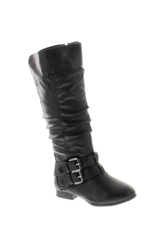Womens Coco-20 Knee High Round Toe Buckle Slouched Riding Flat Boots