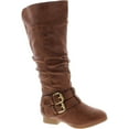 thumbnail image 1 of Top Moda Womens Coco-20 Knee High Round Toe Buckle Slouched Riding Flat Boots, 1 of 4