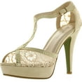 thumbnail image 1 of Top Moda Womens HY5 Formal Evening Party Lace Ankle T-Strap Peep Toe Stiletto High Heel Pumps, 1 of 7