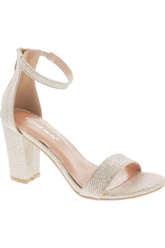 Womens Hannah-1 Platform Chunky Heel Metallic Glitter Party Ankle Strap High Heel Sandal