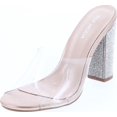 thumbnail image 1 of Top Moda Womens Kyoto-38 Bling Heel Transparent Lucite Fashion Sandals, 1 of 5