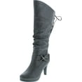 thumbnail image 1 of Top Moda Womens Page-65 Knee High Round Toe Lace-up Slouched High Heel Boots, 1 of 7