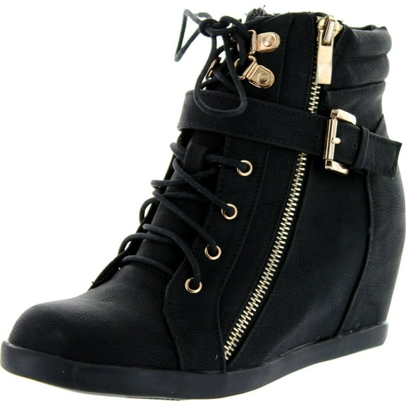 Top Moda Womens Peter-1 Fashion Wedge Sneakers