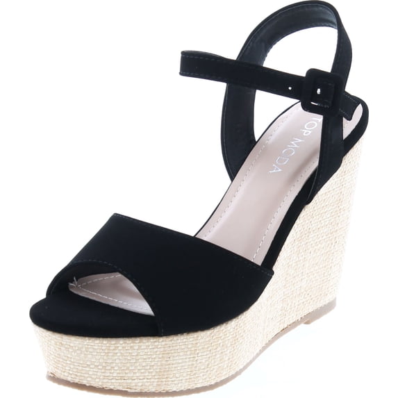 Top Moda Womens Richie-1 Wedge Ankle Strap Sandals