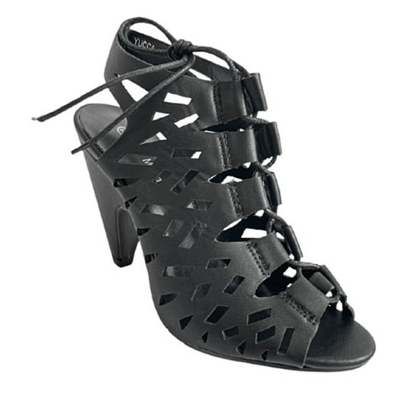 Top Moda Yucca-1 Women's Peep Toe Cut Out Sling Back Mid Heel Caged Sandals