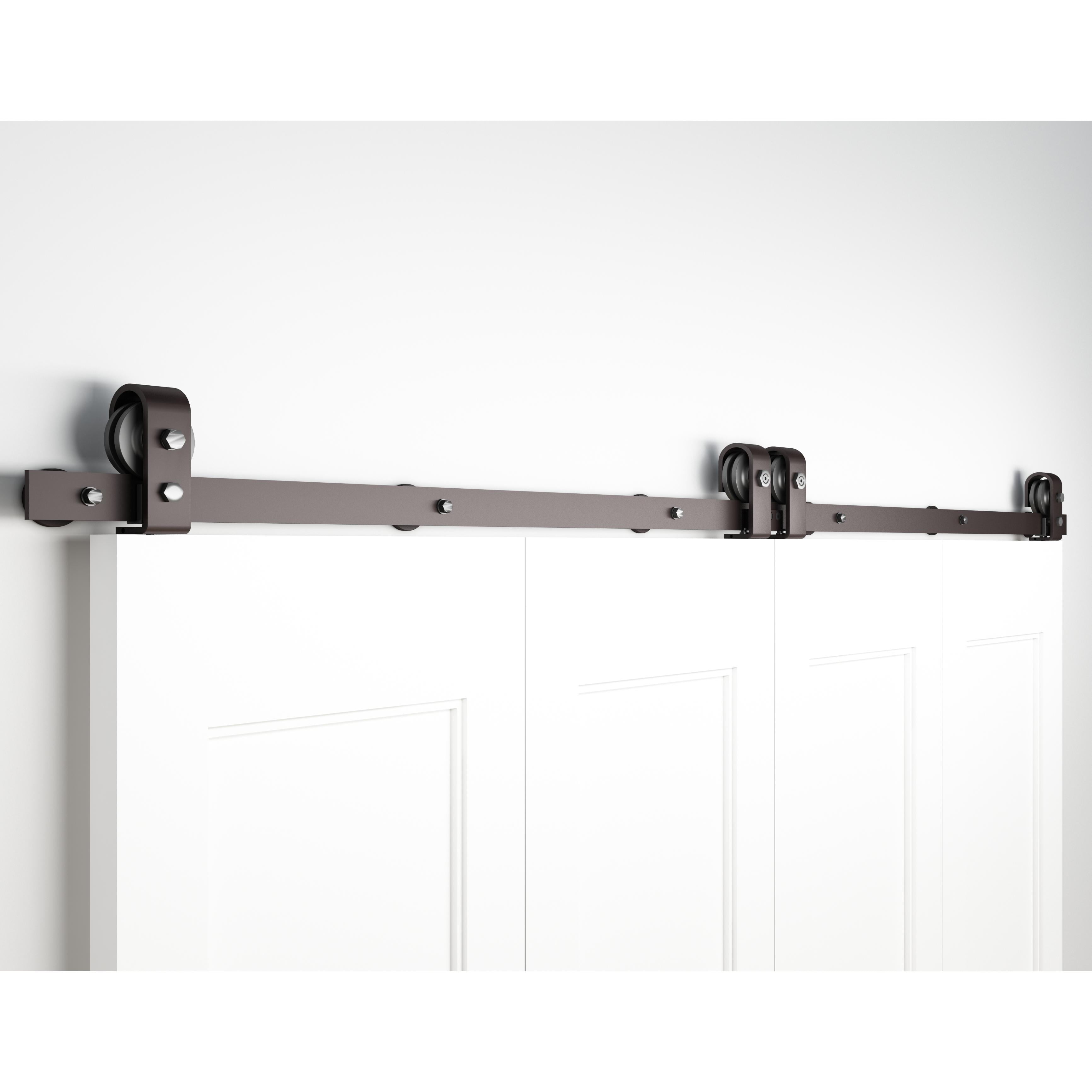 Top Mount 72 in. Matte Black Barn Style Sliding Door Track and Hardware Set Top Mount 72 in. Matte Black Barn Style Sliding Door Track and Hardware Set
