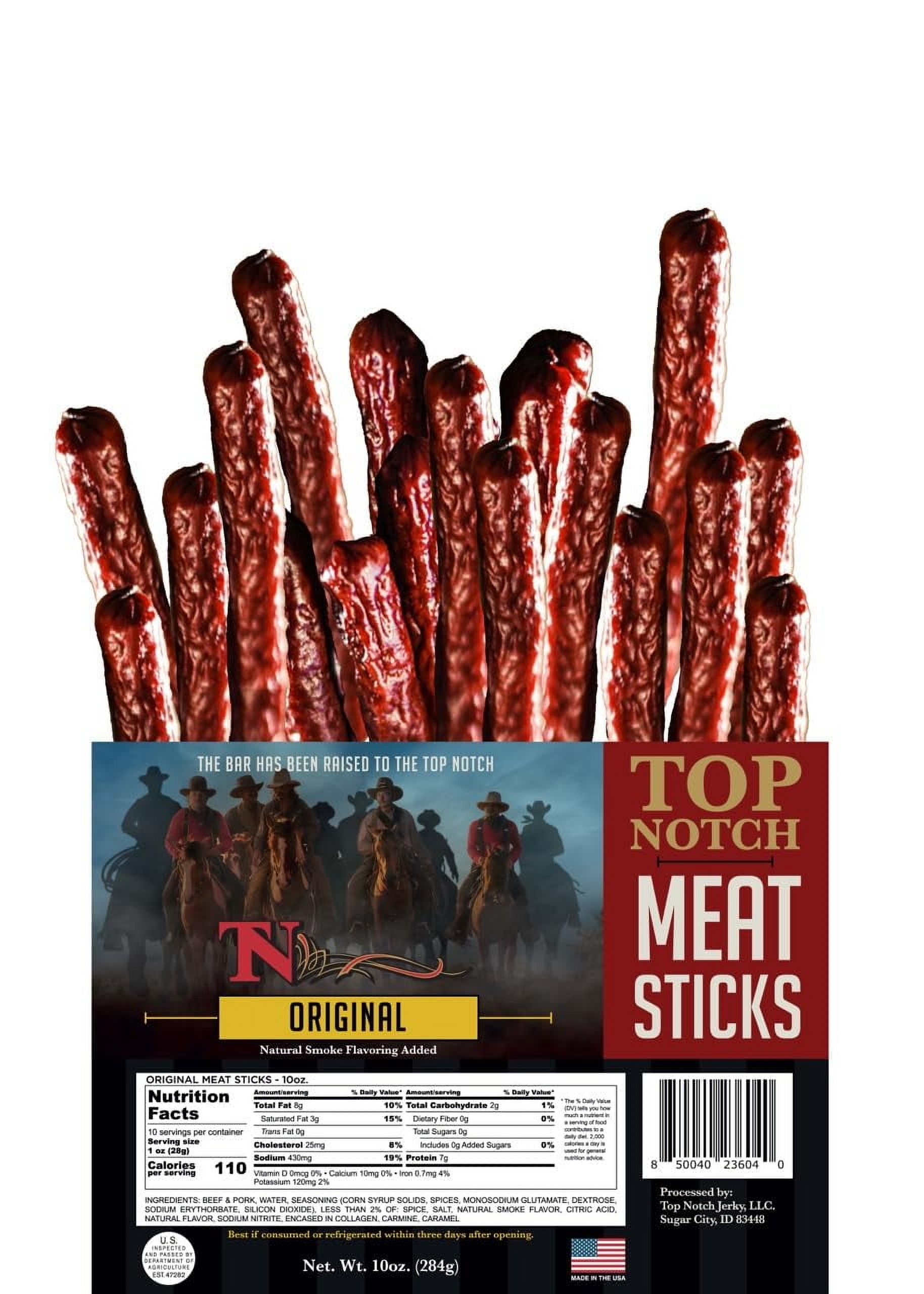 Top Notch Meat Sticks OIF8 10 oz Bag of Beef Jerky Sticks High