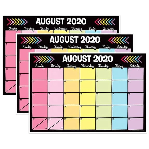 Top Notch Teacher Products TOP3032-3 Neon Black Desk Calendar Academic Year - 3 Each