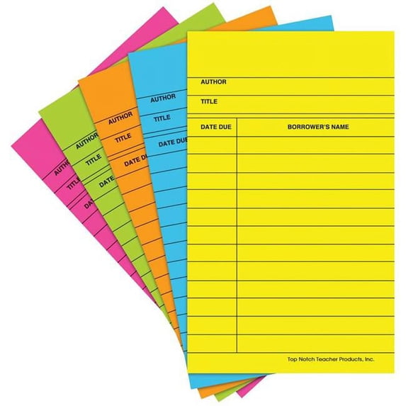 Top Notch Teacher Products TOP368-6 Library Cards Brite, Assorted - 50 Per Box - Pack of 6