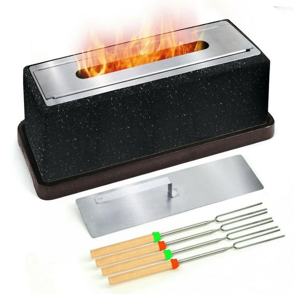 Top-Notch Timber Tabletop Fire Pit for S'Mores – Safe Indoor Flame Bowl for Patio, Living Room & Home Decor | Cozy Gift for Weddings, Friday Nights, Birthdays & Housewarming (Black)