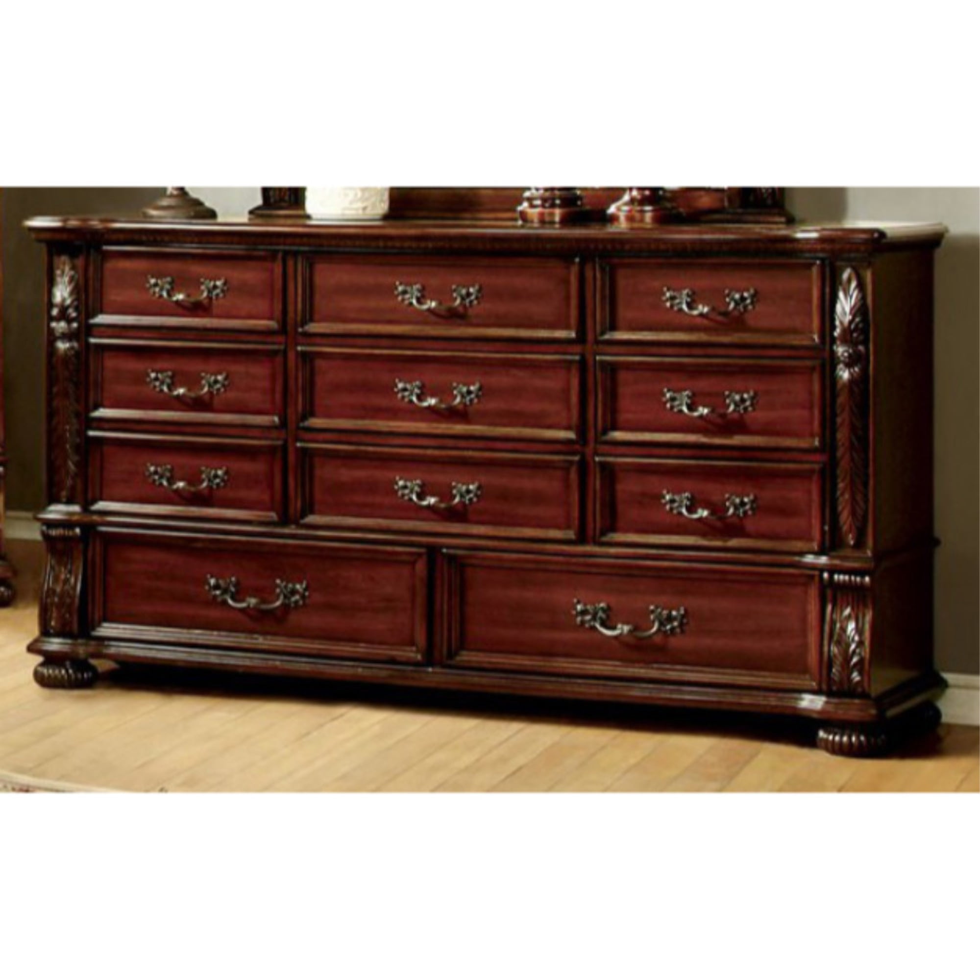 Top Notch Traditional Style Wooden Dresser, Brown Cherry - Walmart.com