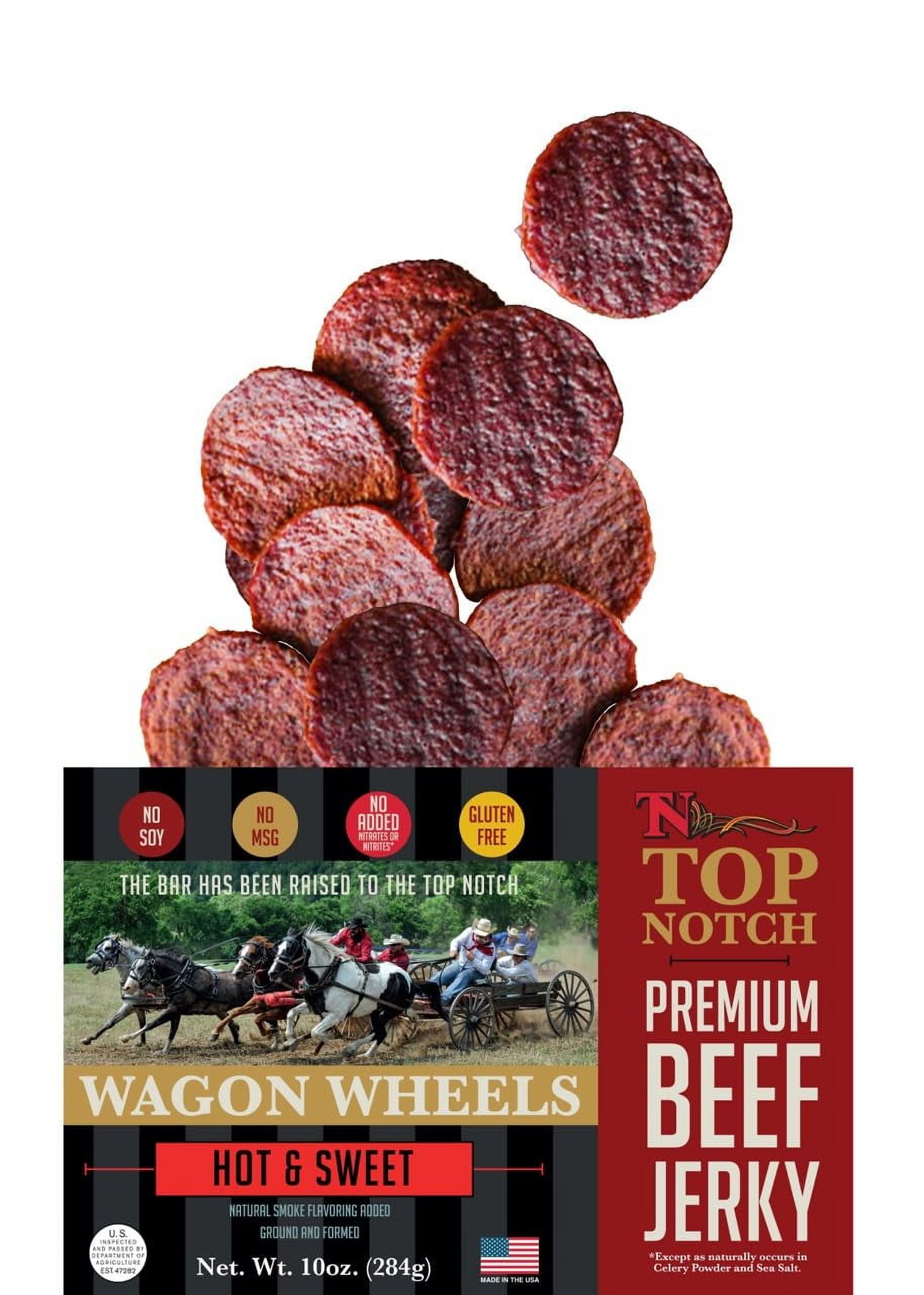 Top Notch Wagon Wheels MSF2 Jerky 10 oz Bag of Beef Jerky High