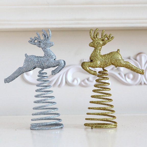 Top Ornament Silver Deer Tree Top Decoration Holiday Decoration Unique Design Desktop Ornament