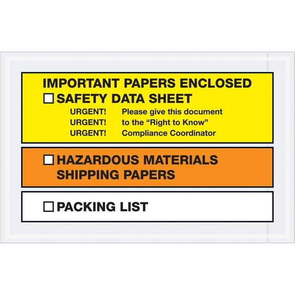 Top Pack Supply SDS Envelopes, Important Papers Enclosed", 6 1/2" x 10", Yellow/Orange Pack of 1000