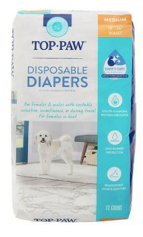 Top Paw Disposable Dog Diapers - 30 Pack - Small