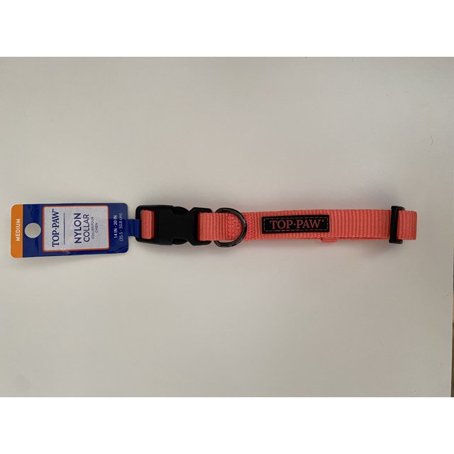 Top Paw Dog Collar Coral Gunmetal Medium 14" 20" Neck