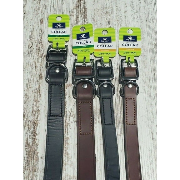 Top Paw Leather Buckle Dog Collar,Various