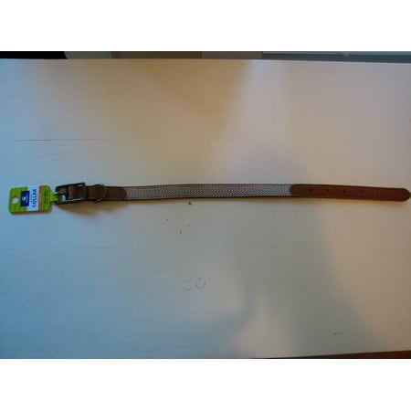 Top Paw Woven Leather Dog Collar in Tan Size: Medium