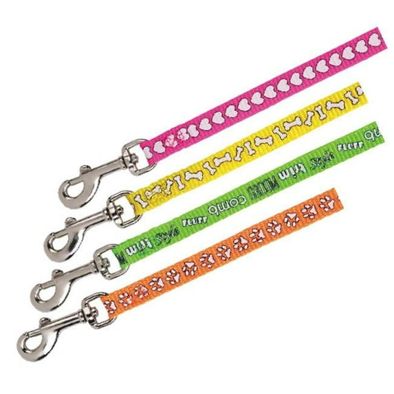 Top Performance Basic Grooming Loops 18" Nylon Pet Leash, Pawprints/Bones/Hearts, 4 Pieces Set
