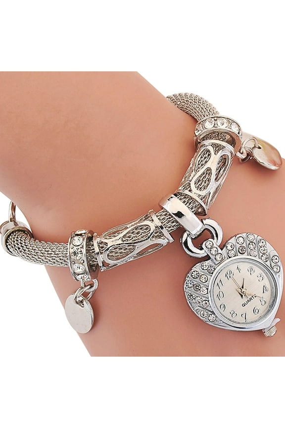 Top Pet Fashion Women's Love Heart Bracelet Watch Charm Band Analog Quartz Wrist Watch