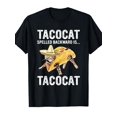 thumbnail image 1 of Top PickLocalMen's Funny Tacocat Palindrome Graphic T-Shirt - Black Crew Neck Short Sve Tee With Cat & Taco Design, 1 of 8