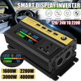 Top!Power Inverter Pure Sine Wave LCD Display DC 12V To AC 220V USB