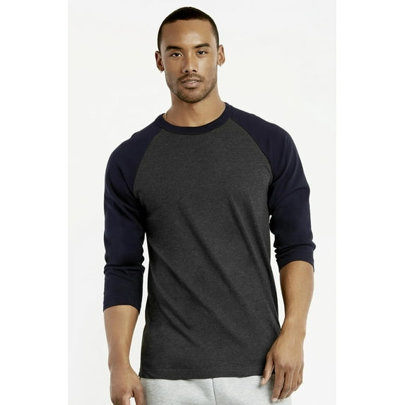 Top Pro Men's 3/4 Sleeve Raglan Baseball Tee - Navy Charcoal