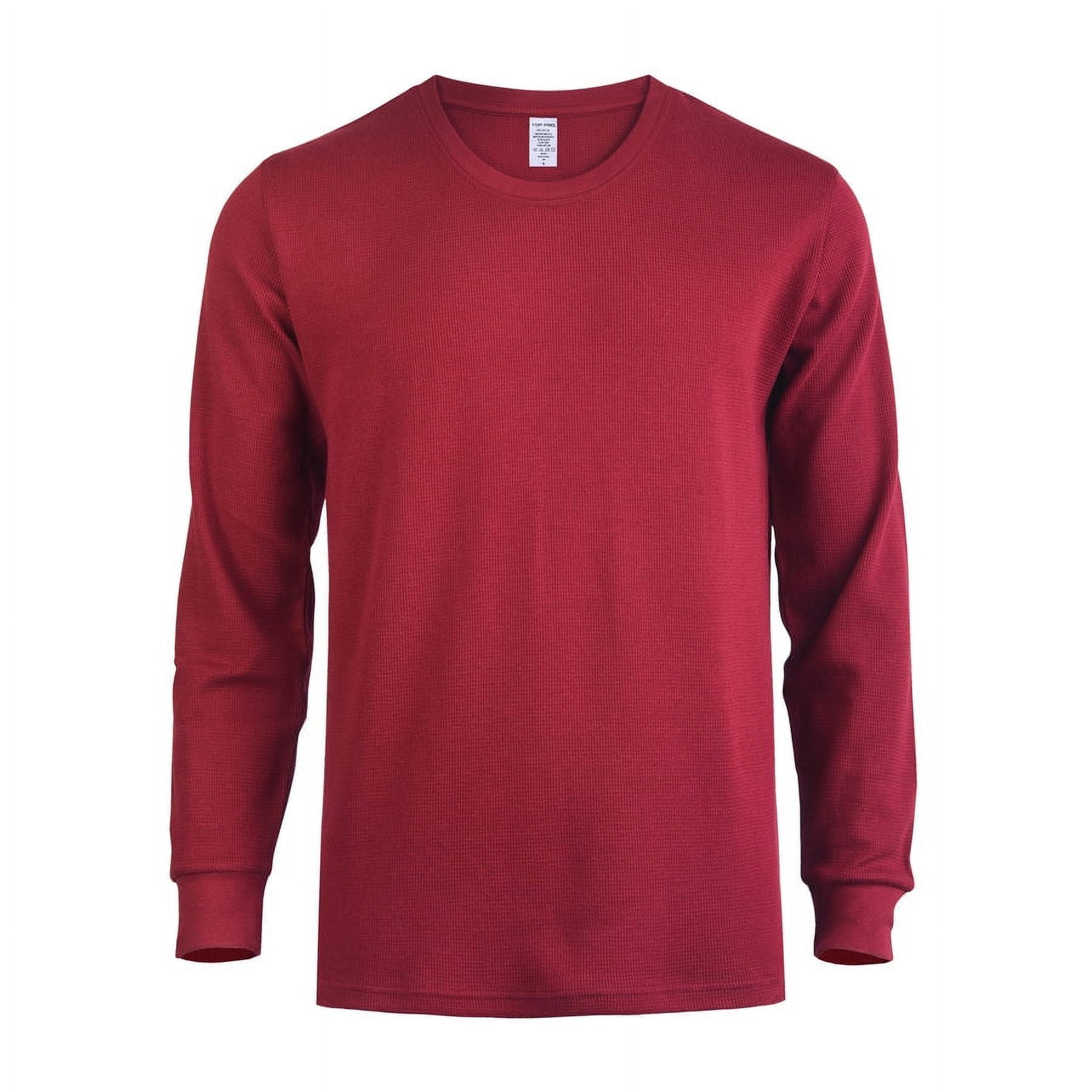Top Pro Men's Classic Waffle Knit Heavyweight Cotton Long Sleeve Thermal T-Shirt Top