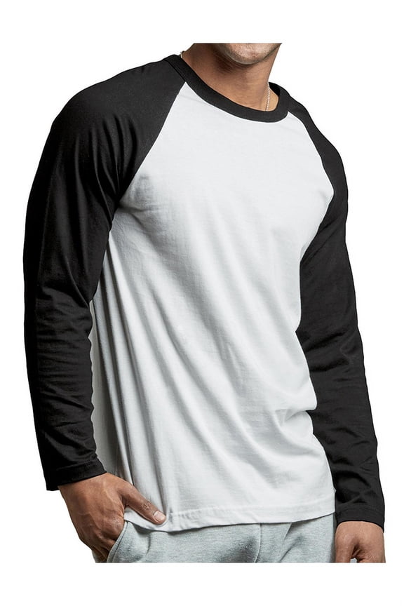 Top Pro Men's Long Sleeve Colorblocked Baseball Tee Black White S