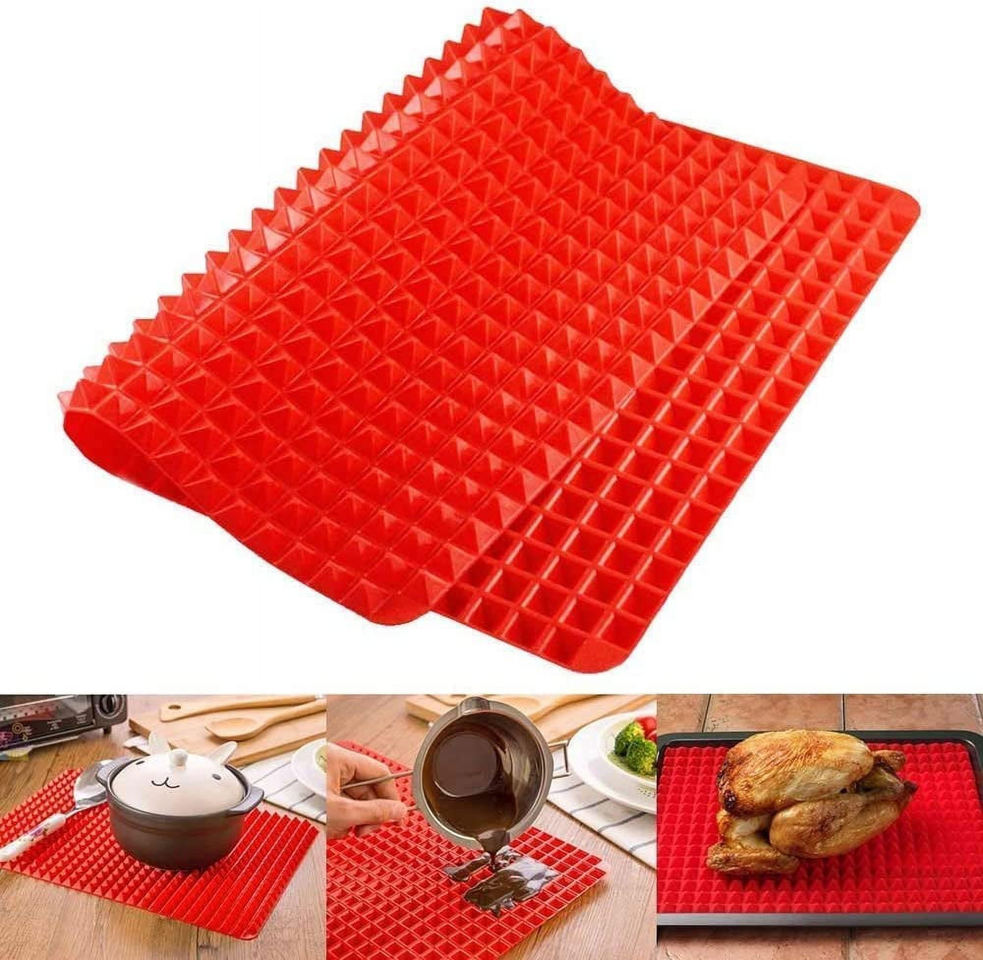 Top Pyramid Pan 16 x 11 inches Large Red Pyramid / Raised Cone Shaped Healthy Silicone Mat for