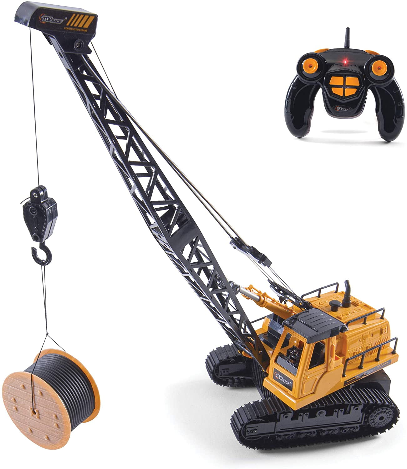 Top Race 12Ch RC Construction Crane Truck Remote Control Heavy Equipment w Lights Sounds Ages 3 7 Walmart