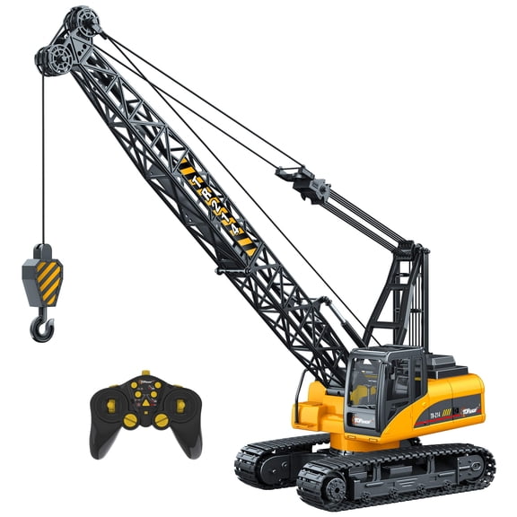 Top Race 15 Channel RC Crane - Proffesional Series - 1:14 Scale - Battery Powered - Heavy Metal Hook (TR-214)