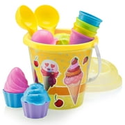 Top Race Beach Toys Set | 16pcs Yellow Ice Cream Playset | Bucket, Spade, Shovels | Ages 1.5-9