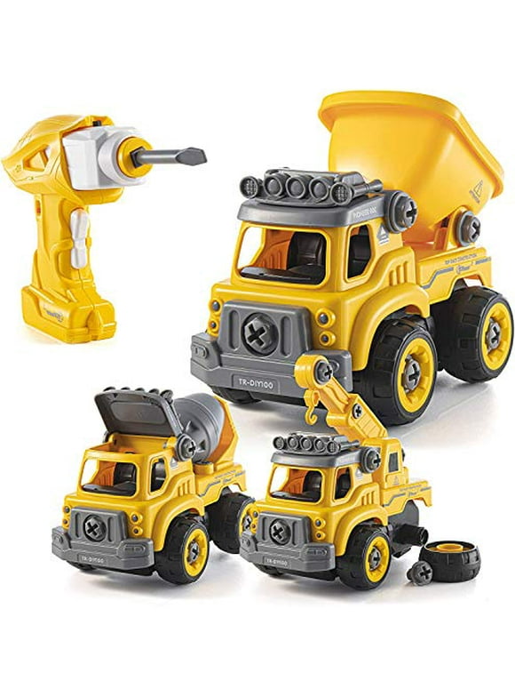Top Race Take Apart Truck with Battery Powered Drill – Heavy Duty 3-in-1 Toy Truck Remote Control –Take Apart Trucks, Kids Building Toys, Truck Toys