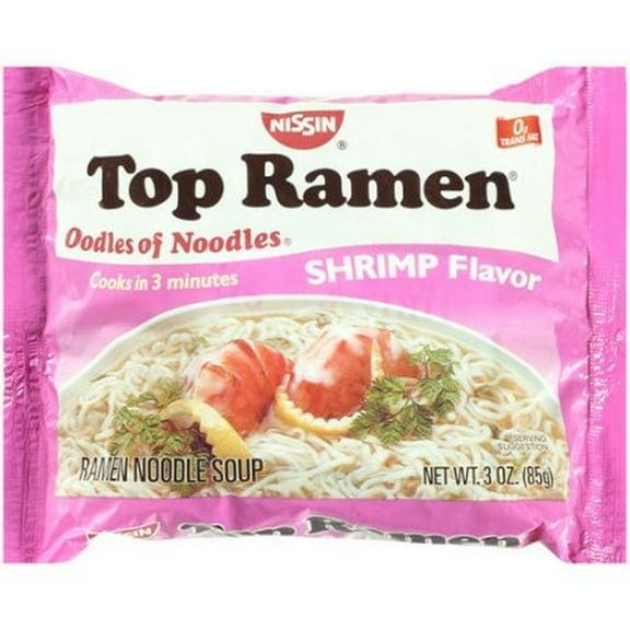 Top Ramen Noodle Soup, Ramen, the Original, Shrimp (Pack of 2)