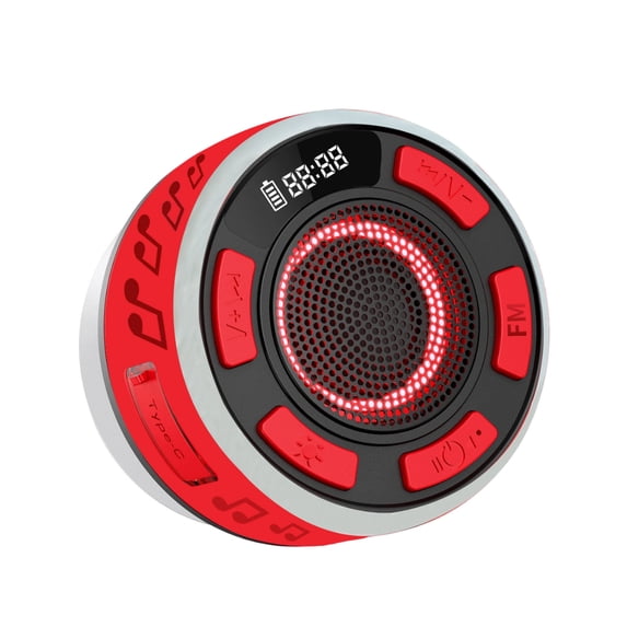 Top-Rated IPX7 Waterproof RGB LED Bluetooth Shower Speaker - 360° Sound Detachable Suction Cup Shower/Pool/Outdoor Use