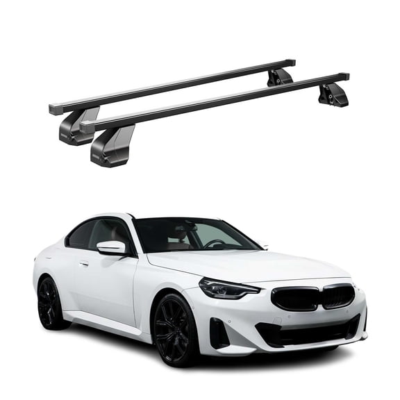 Top Roof Racks Cross Bars fits BMW 4 Series G22 Coup 2021-26 Black Steel 2x