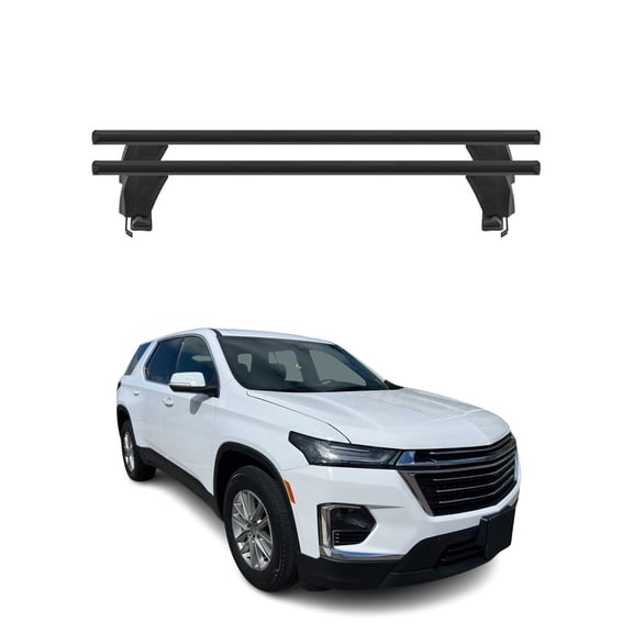 Top Roof Racks Cross Bars fits Chevrolet Traverse 2018-2024 2Pcs Black Aluminium