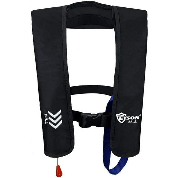 Top Safety Adult Life Jacket with Whistle - Auto Version Inflatable Lifejacket Life Vest PFD for Boating Fishing Kayaking Canoeing Sailing Paddle Boarding SUP Water Ski Light Weight Adjustable Size